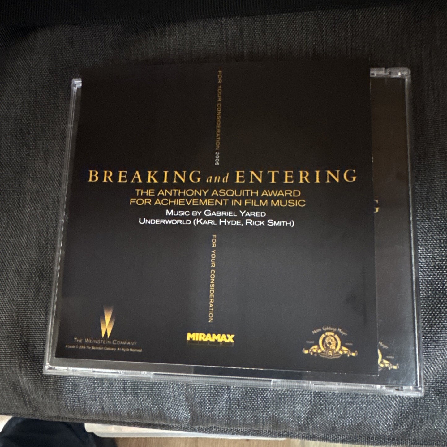 BREAKING & ENTERING : GABRIEL YARED / KARL HYDE - 2006 MIRAMAX AWARD PROMO CDr
