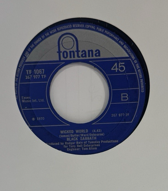 Black Sabbath – Evil Woman / Wicked World | UK 7" Mono | 1970 | Fontana TF1067