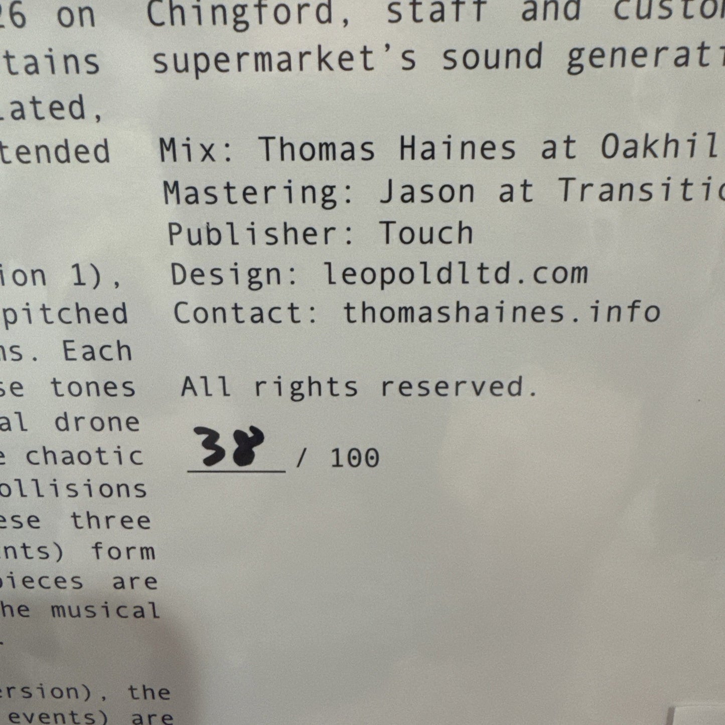 Thomas Haines - Supermarket Variations 1 & 2 LP Vinyl OHA001 NEW
