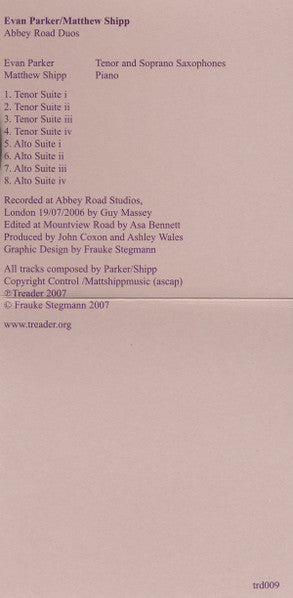 Evan Parker / Matthew Shipp – Abbey Road Duos | CD | 2007 | Treader