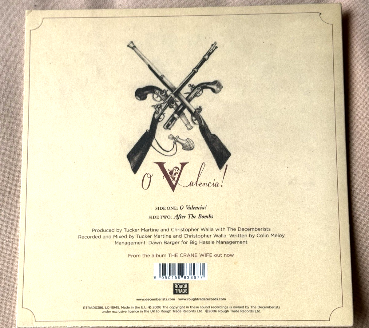 The Decemberists – O Valencia!: 2007 UK indie rock 7" with  B-side rarity