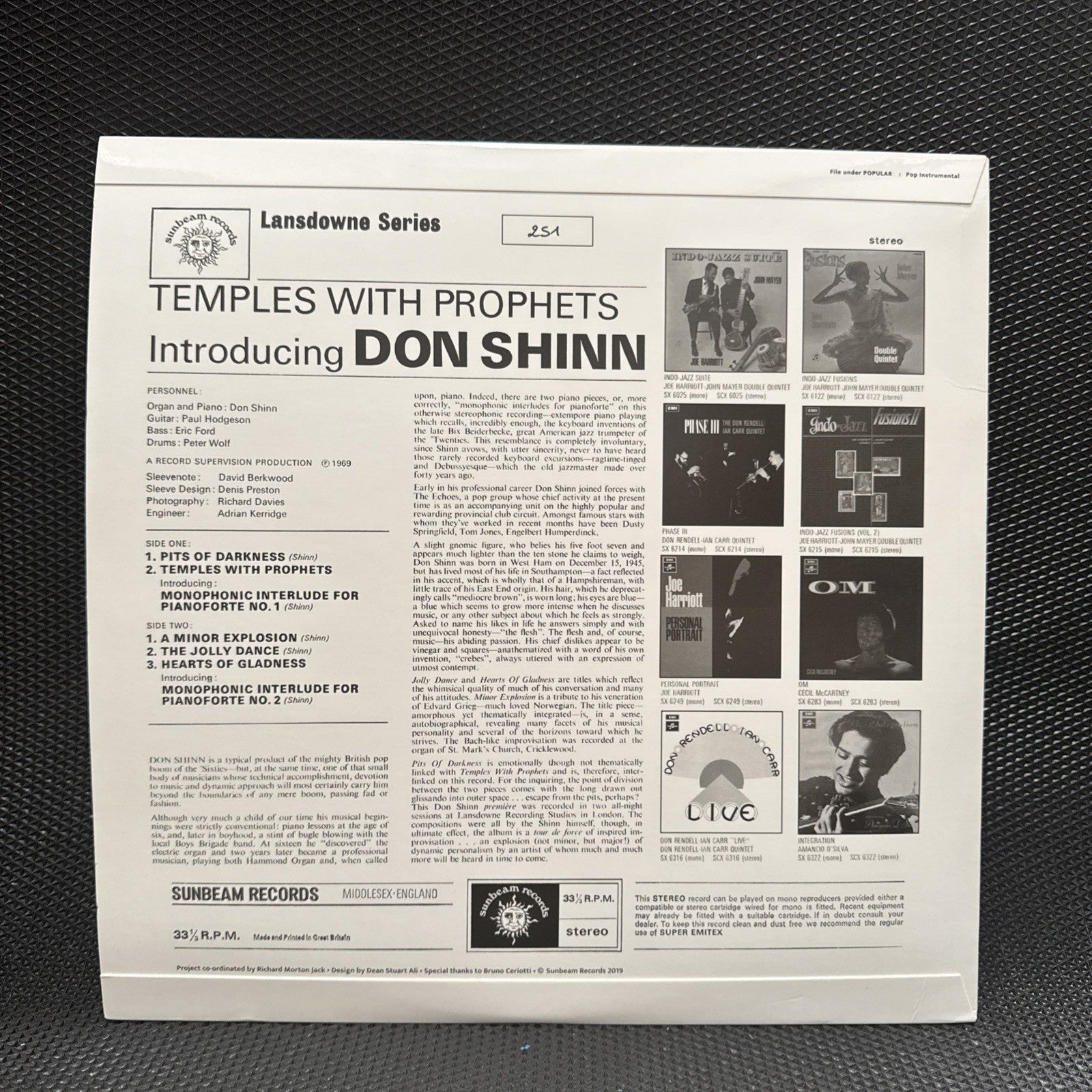 Don Shinn – Temples With Prophets: UK prog-jazz reissue with bonus 7" Lansdowne