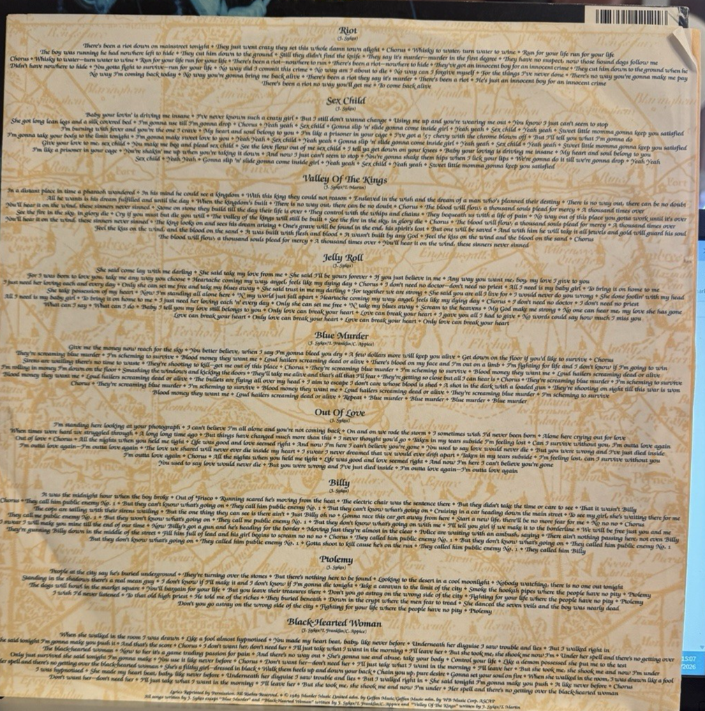 Blue Murder – Blue Murder SELF TITLED promo Black Vinyl stikered sleeve