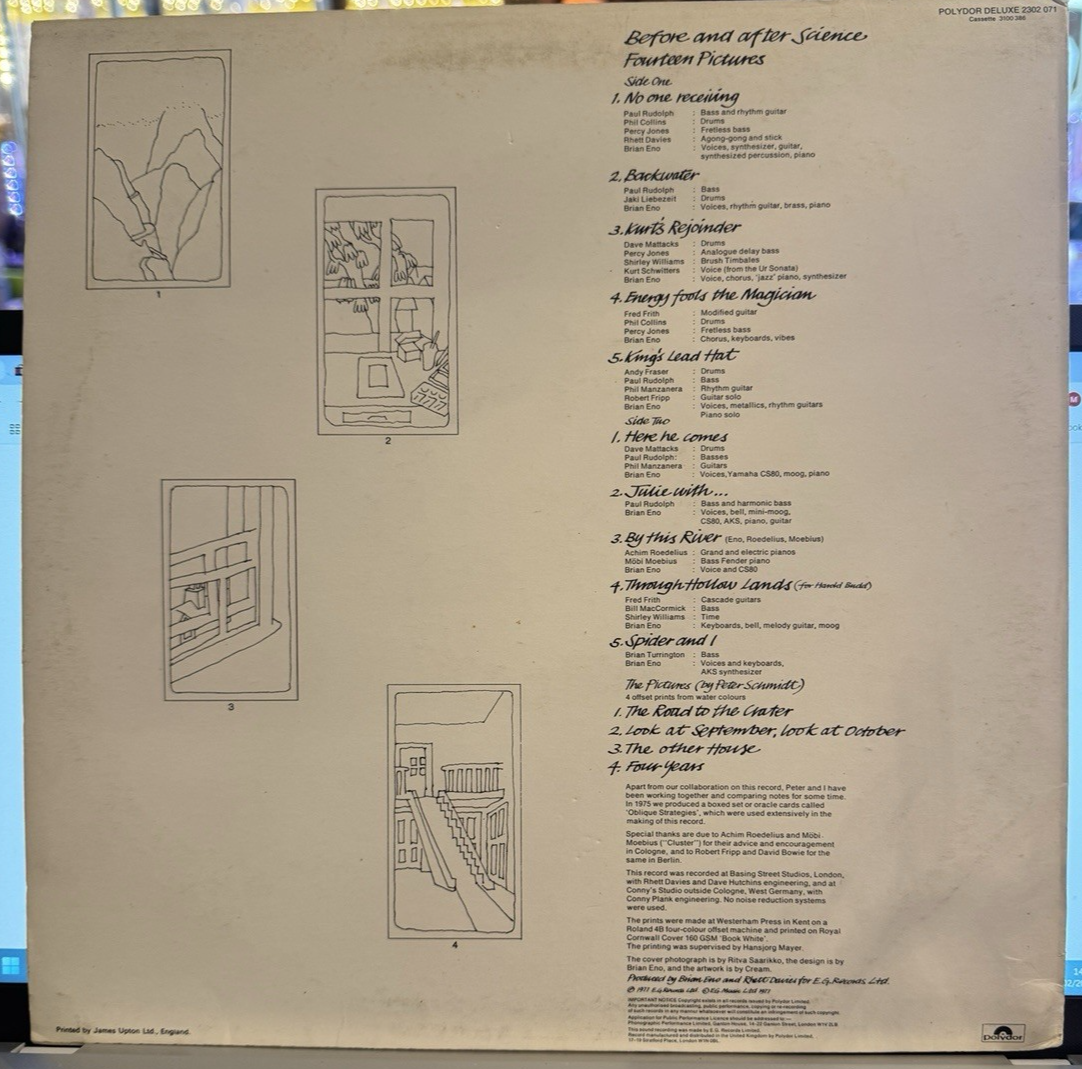 Brian Eno Before and After Science LP vinyl UK Polydor 1977 with lithographs