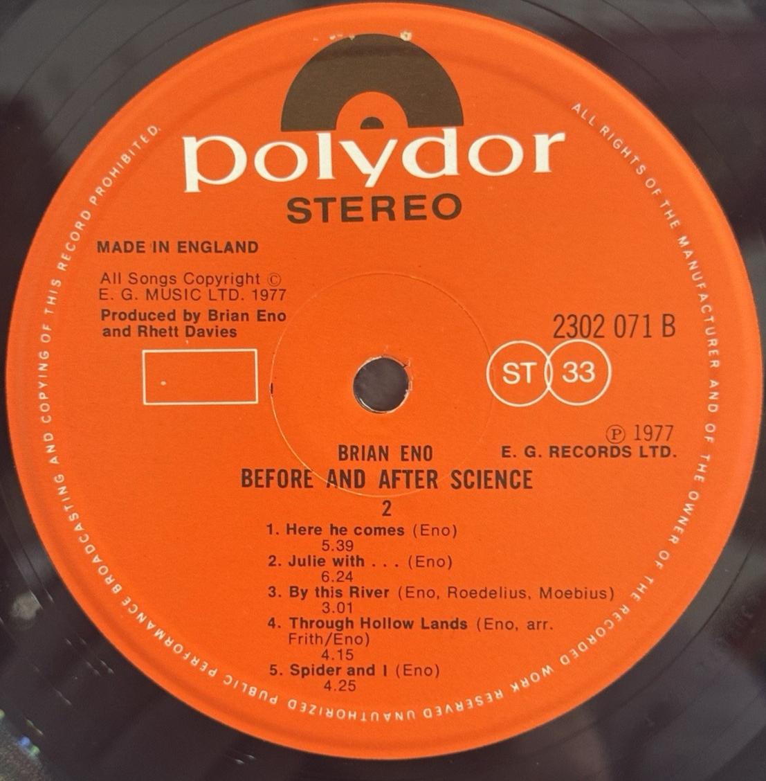 Brian Eno Before and After Science LP vinyl UK Polydor 1977 with lithographs
