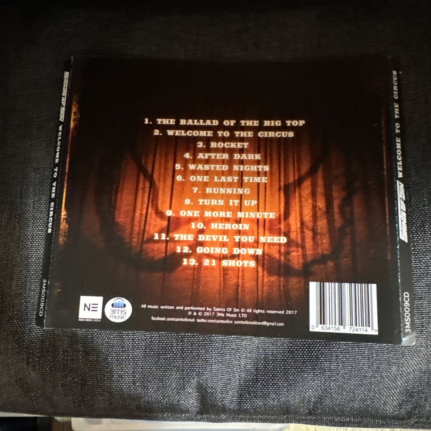 Saints Of Sin  Welcome To The Circus  3ms Music – 3MS009CD 13 Tracks VG+