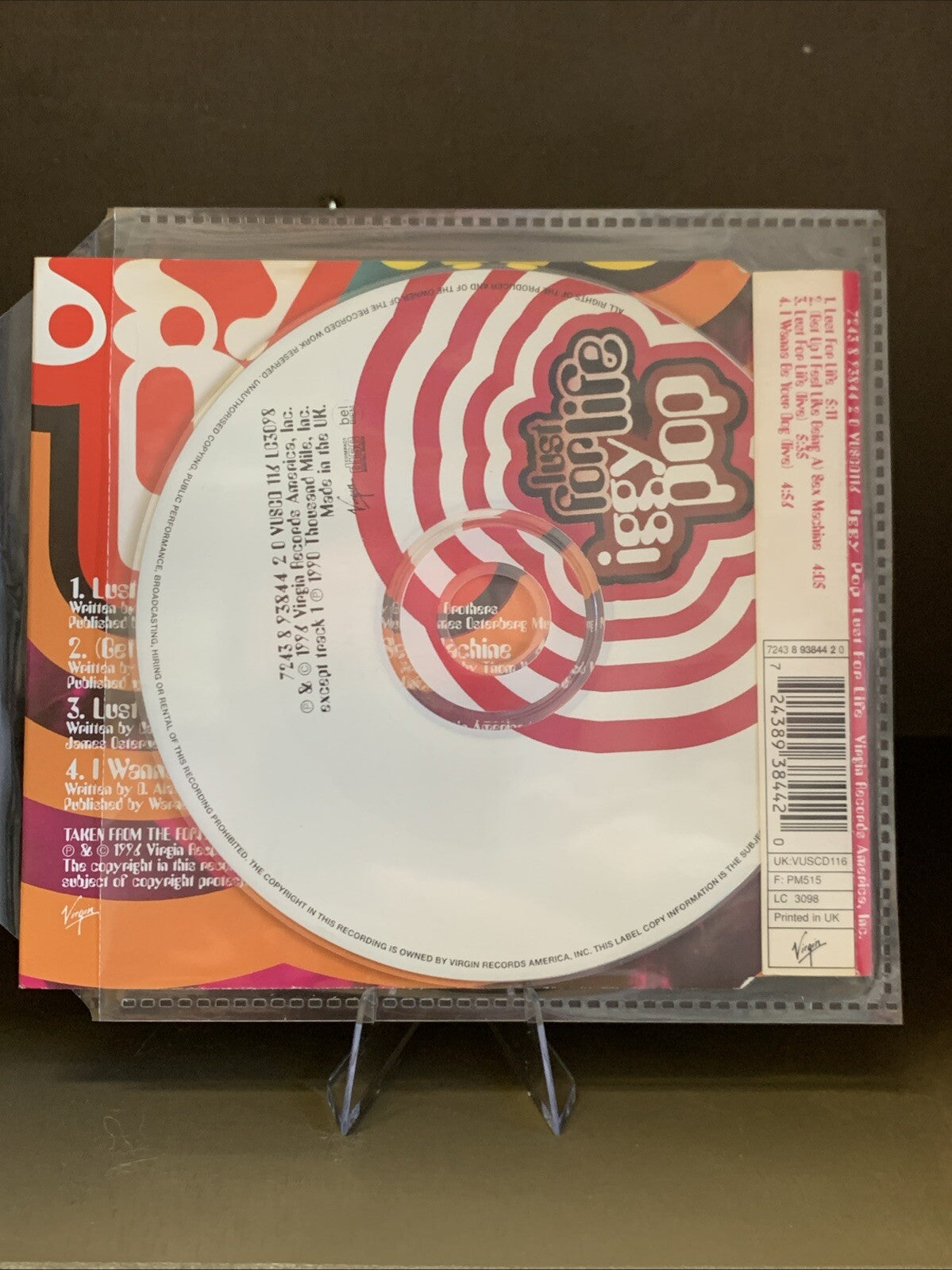 Iggy Pop 'Lust For Life' 4 Track CD Maxi-Single 1996 UK Virgin VUSCD 116