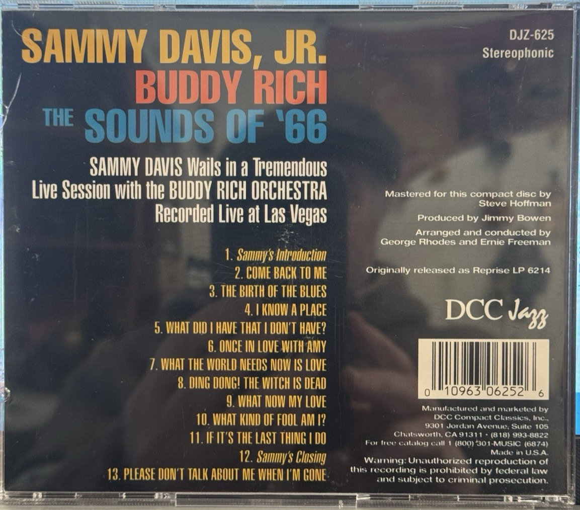 The Sounds Of '66 CD Sammy Davis Jr. & Buddy Rich Reprise Records DCC Jazz Live