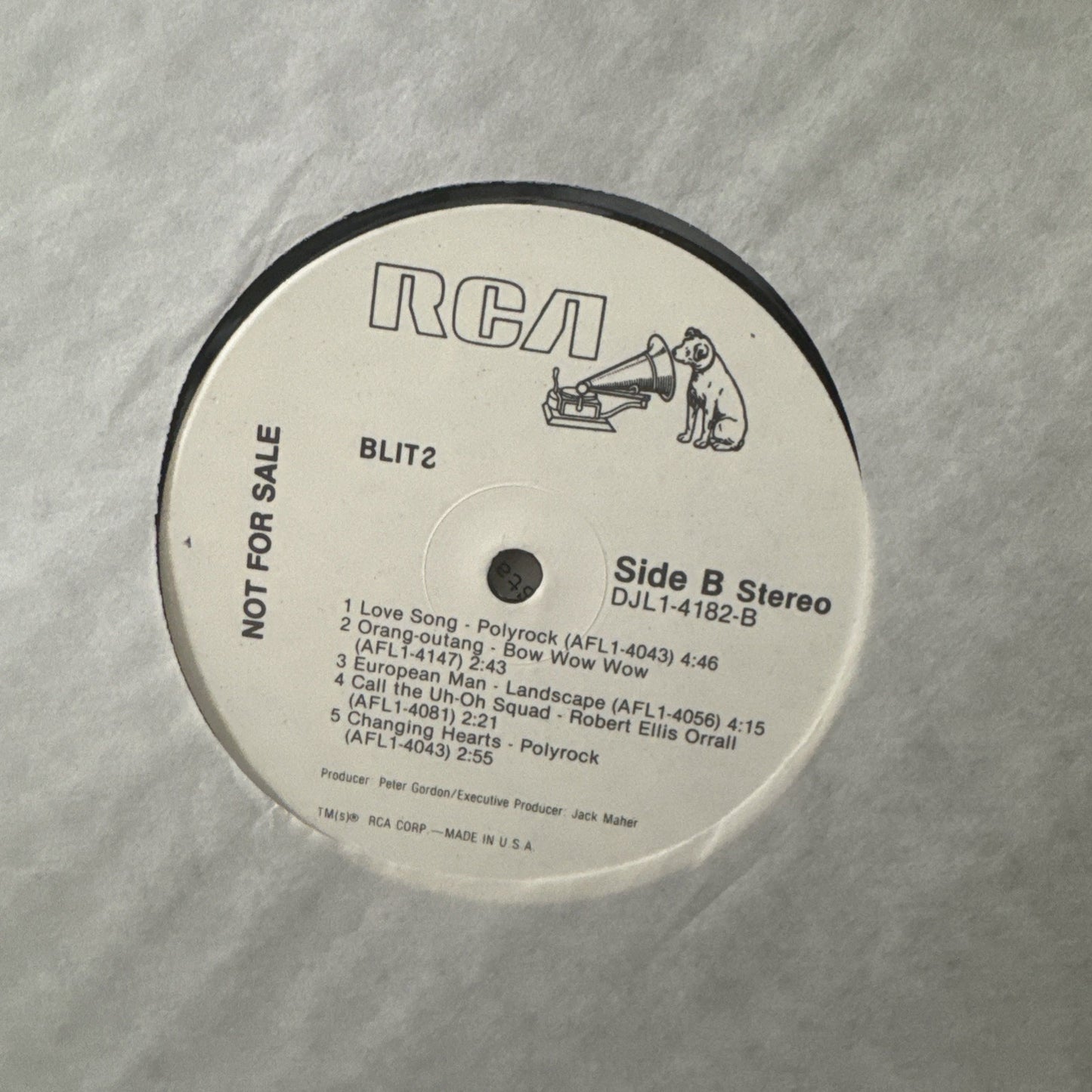 Various – Blitz: 1981 RCA promo LP of new wave, synth-pop & art rock rarities