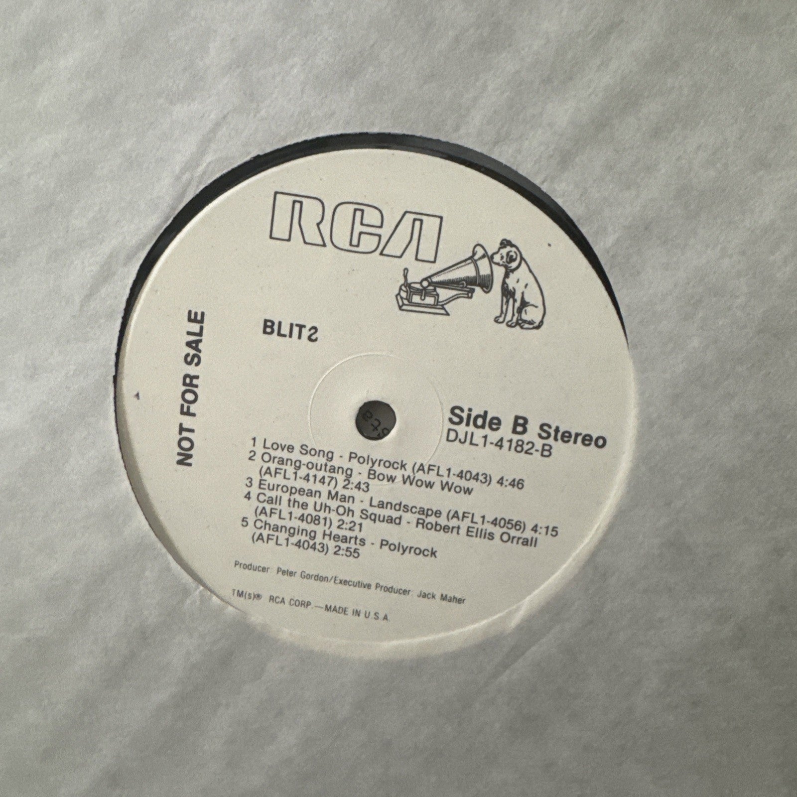 Various – Blitz: 1981 RCA promo LP of new wave, synth-pop & art rock rarities
