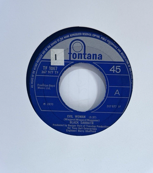 Black Sabbath – Evil Woman / Wicked World | UK 7" Mono | 1970 | Fontana TF1067