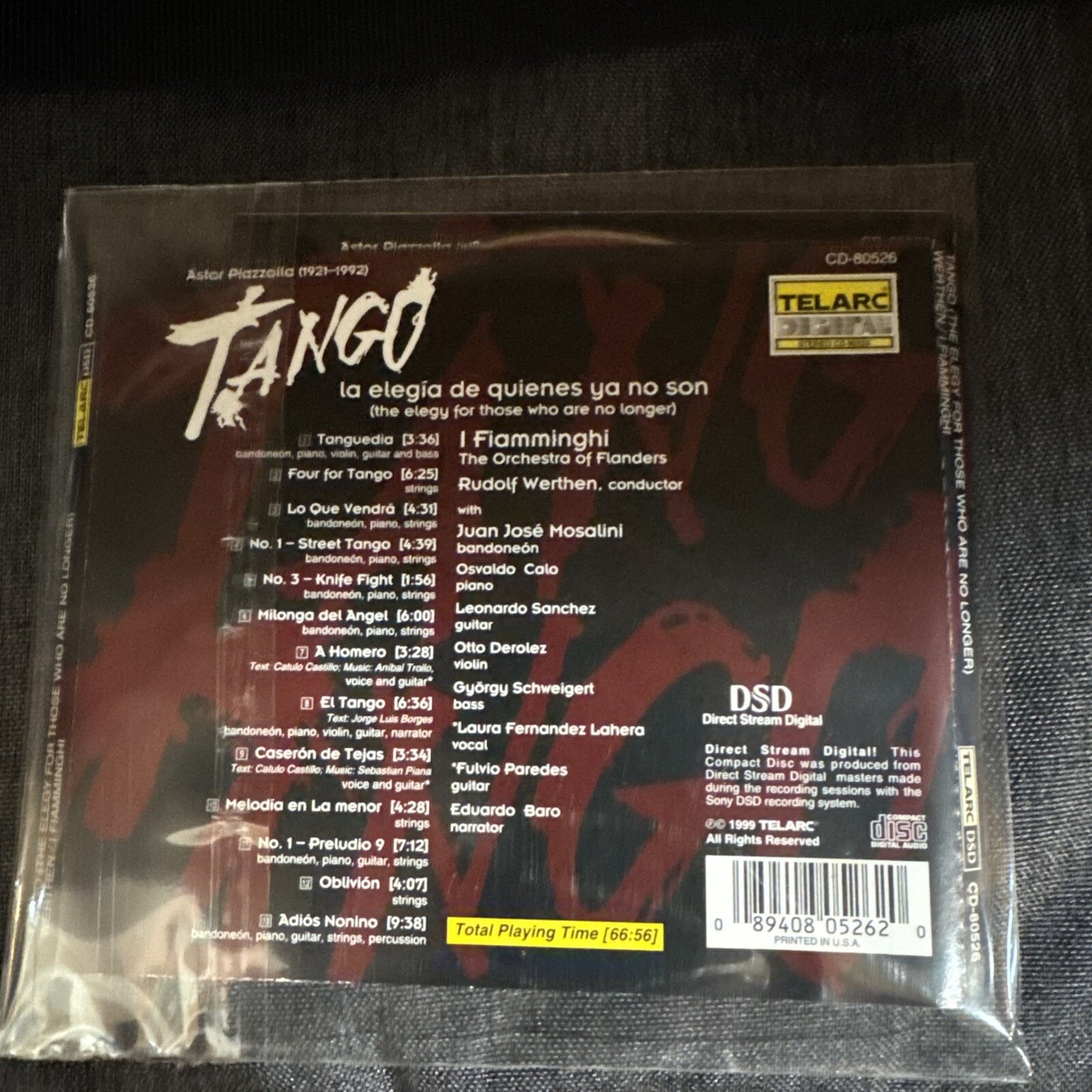 TANGO THE ELEGY FOR THOSE WHO ARE NO LONGER RUDOLF WERTHEN JUAN JOSE 1999 TELARC