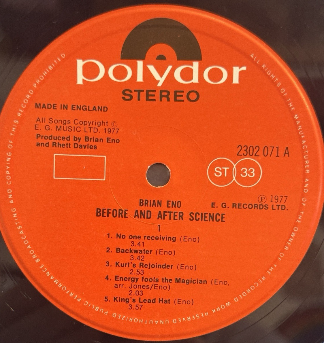 Brian Eno Before and After Science LP vinyl UK Polydor 1977 with lithographs