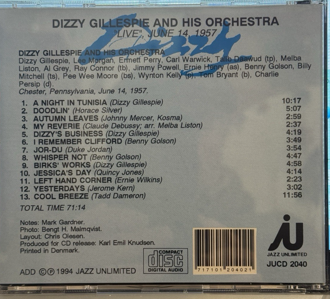 Dizzy Gillespie & Orchestra - Live Chester Pennsylvania June 14 1957 CD NEU OVP
