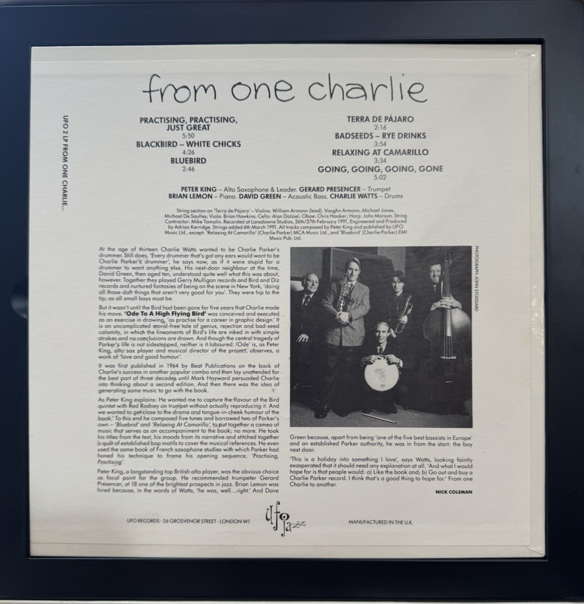 Charlie Watts – From One Charlie (1991) UFO Records vinyl Box set  NM