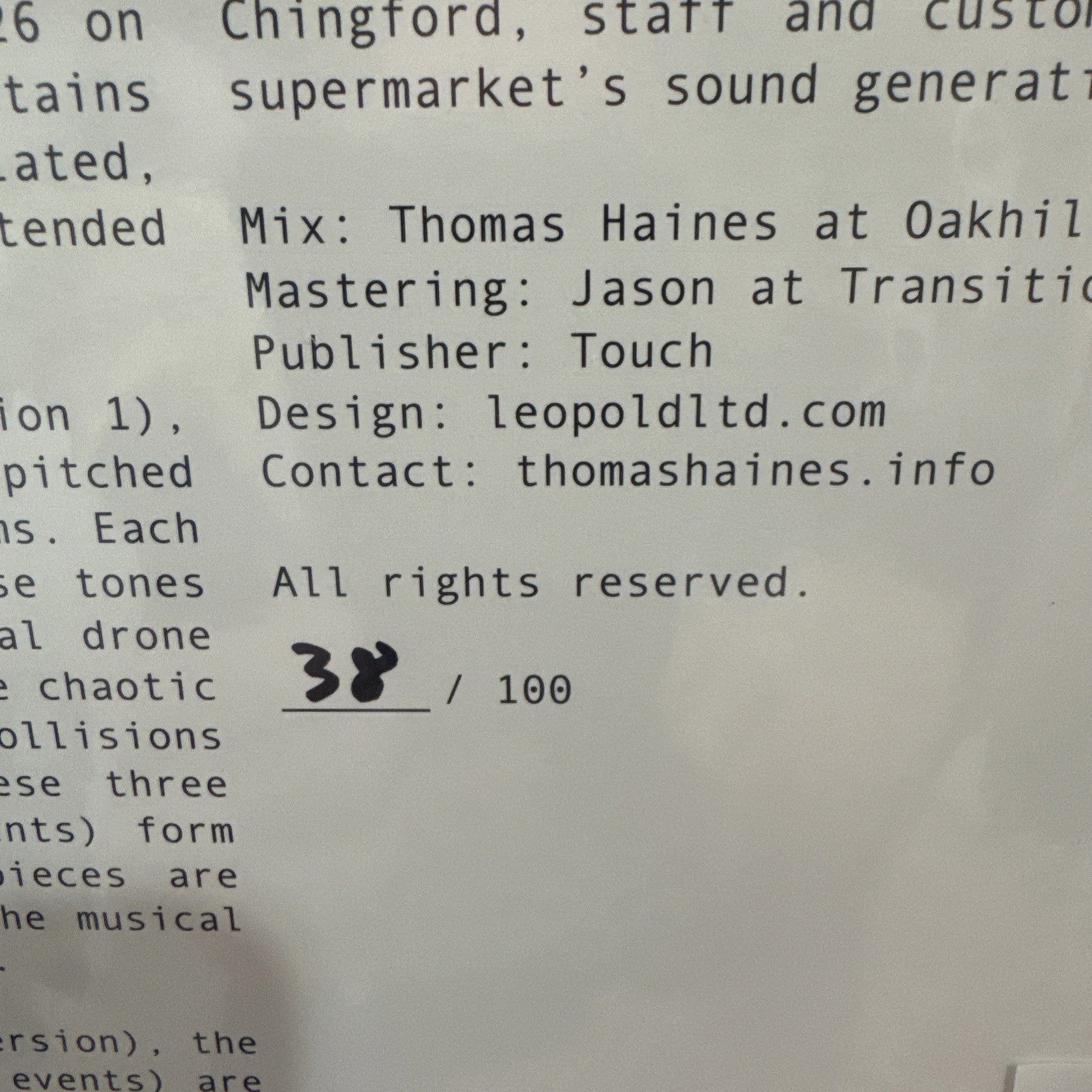 Thomas Haines  - Supermarket Variations 1 & 2 LP Vinyl OHA001 NEW