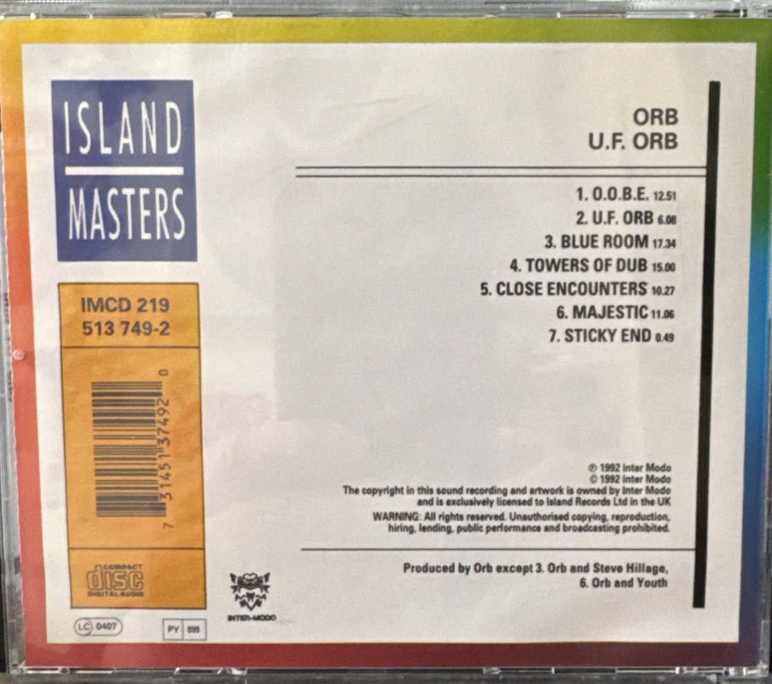 THE ORB - U.F. ORB CD (incl. Blue Room) 1992