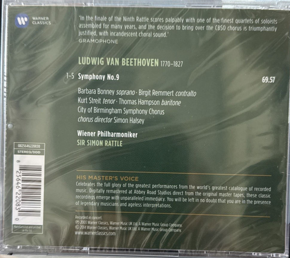 BEETHOVEN: SYMPHONY NO.9 NEW CD