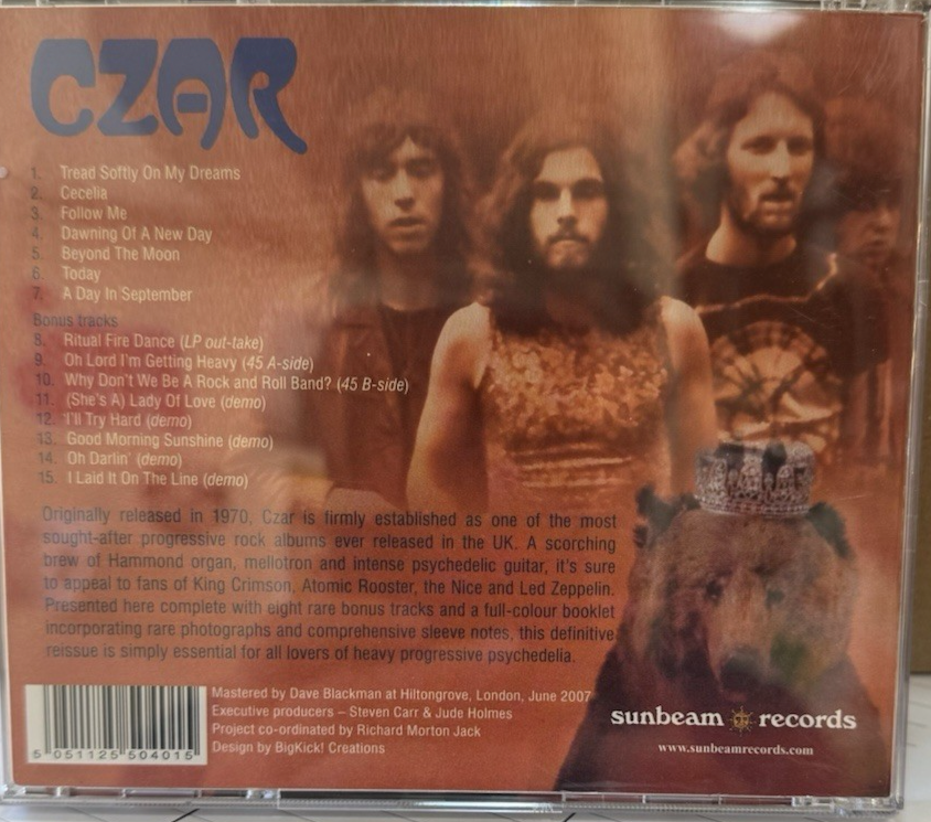 Czar – Czar (2007 CD Reissue, Sunbeam SBRCD5040)